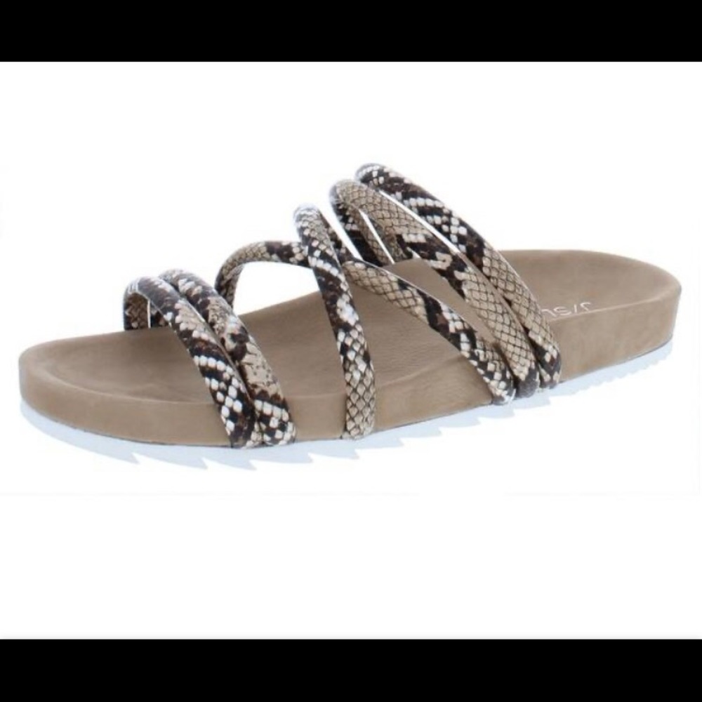 J/Slides Womens Tess Slide Sandals Leather Snake Print